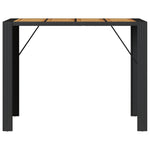 HKH Mesa de Bar para Jardín con Tablero de Acacia de Ratán PE - Negro