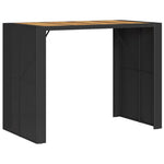 HKH Mesa de Bar para Jardín con Tablero de Acacia de Ratán PE - Negro