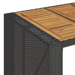 HKH Mesa de Bar para Jardín con Tablero de Acacia de Ratán PE - Negro