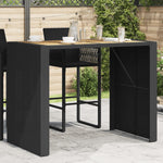 HKH Mesa de Bar para Jardín con Tablero de Acacia de Ratán PE - Negro