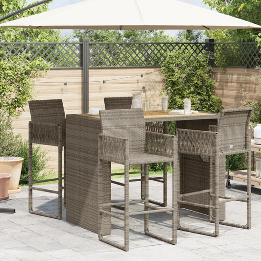 HKH Mesa de Bar para Jardim com Tampo em Acácia Vime Pe Cinza - Cinzento