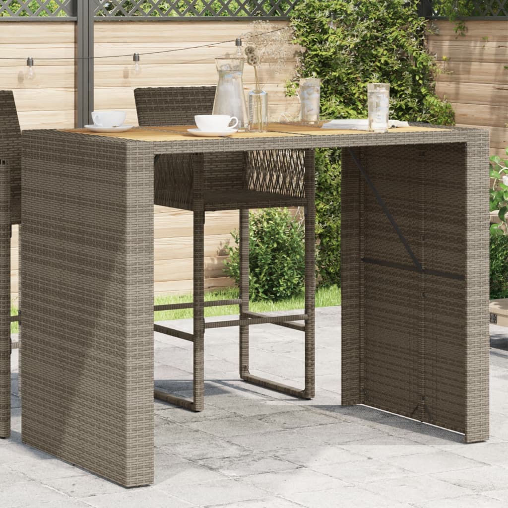 HKH Mesa de Bar para Jardim com Tampo em Acácia Vime Pe Cinza - Cinzento