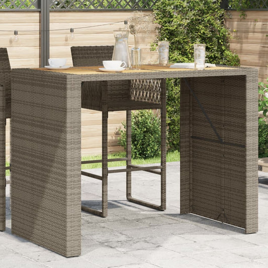 HKH Mesa de Bar para Jardim com Tampo em Acácia Vime Pe Cinza - Cinzento