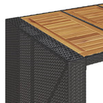 HKH Mesa de Bar para Jardim com Tampo em Acácia Vime Pe - Preto