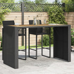 HKH Mesa de Bar para Jardim com Tampo em Acácia Vime Pe - Preto