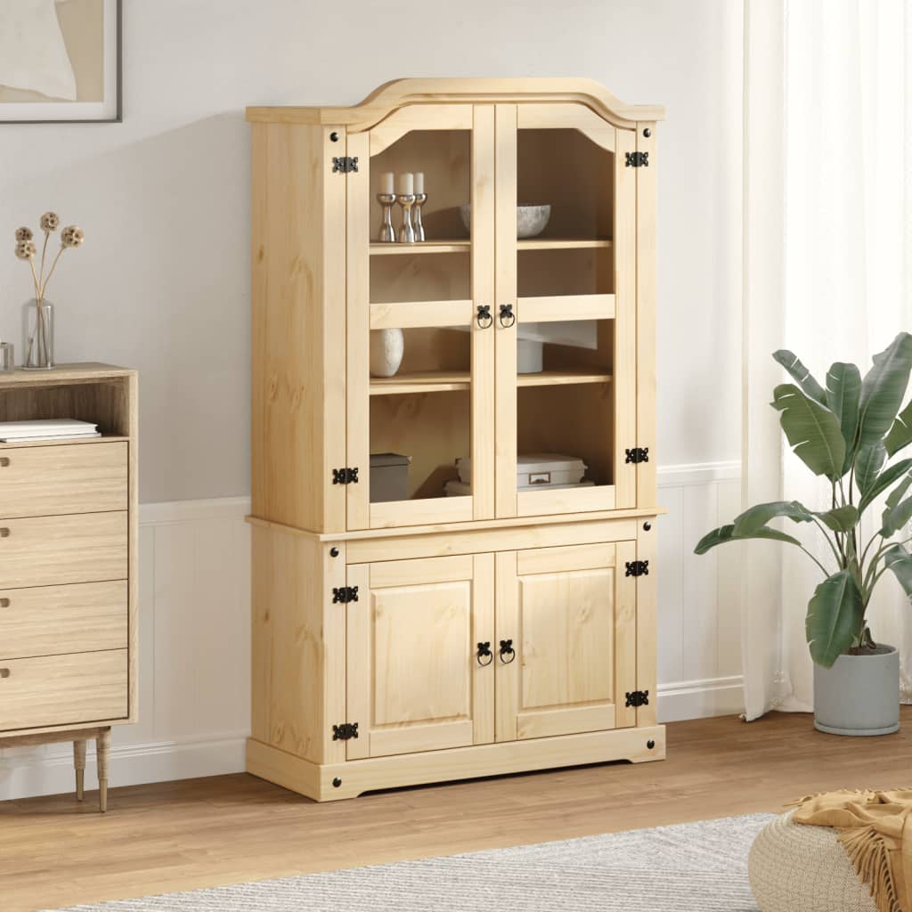 HKH Vitrina Corona Alta en Madera de Pino Macizo, Cristal, Metal 103,5 X 42 X 180 Cm