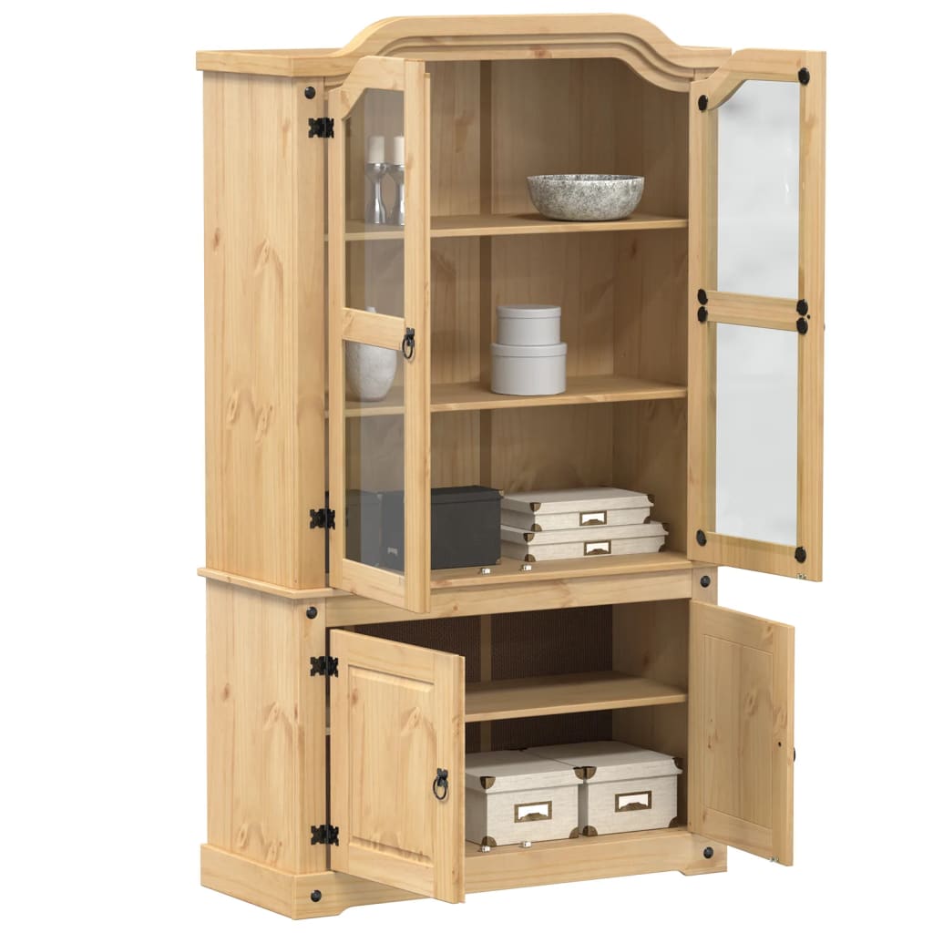 HKH Vitrina Corona Alta en Madera de Pino Macizo, Cristal, Metal 103,5 X 42 X 180 Cm