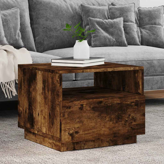 Mesa de centro HKH con luces LED, roble ahumado