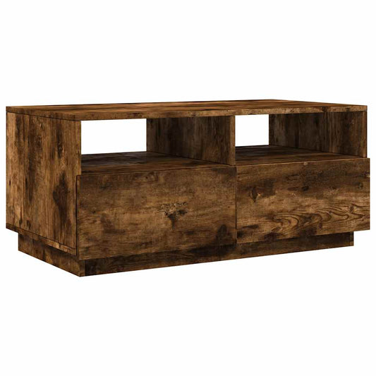 Mesa de centro HKH con luces LED, roble ahumado