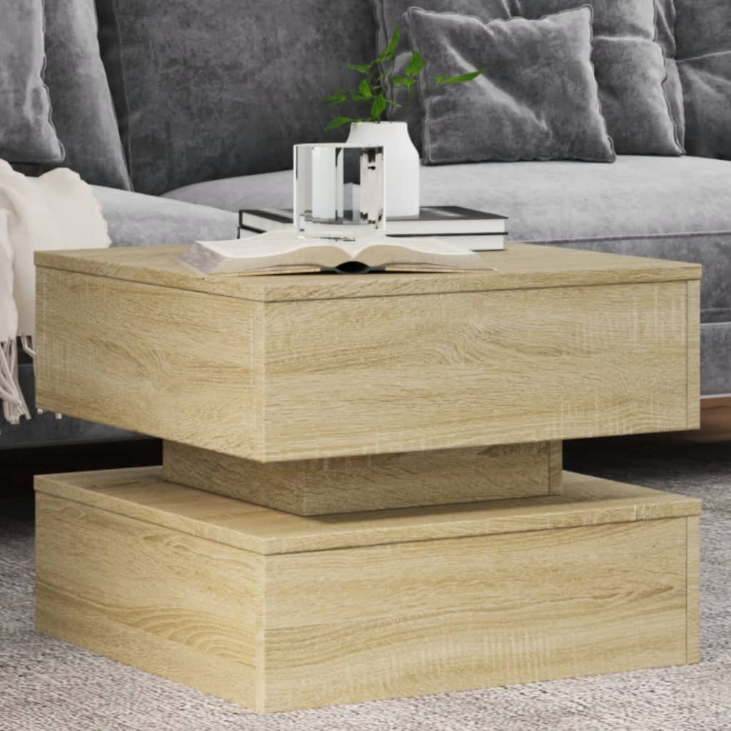 Mesa de centro HKH con luces LED, roble Sonoma