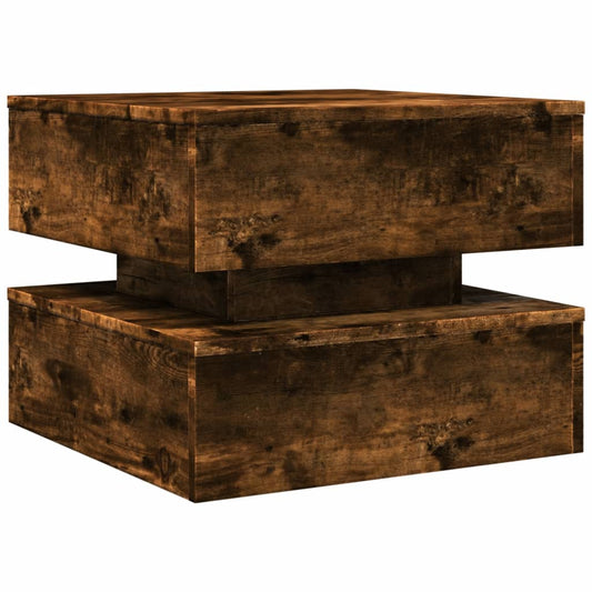 Mesa de centro HKH con luces LED, roble ahumado