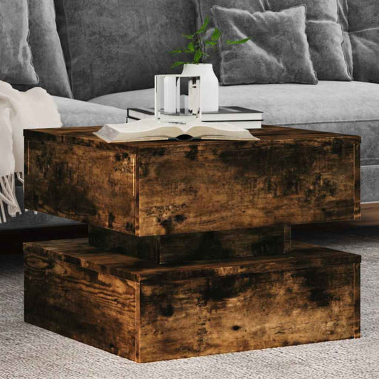 Mesa de centro HKH con luces LED, roble ahumado