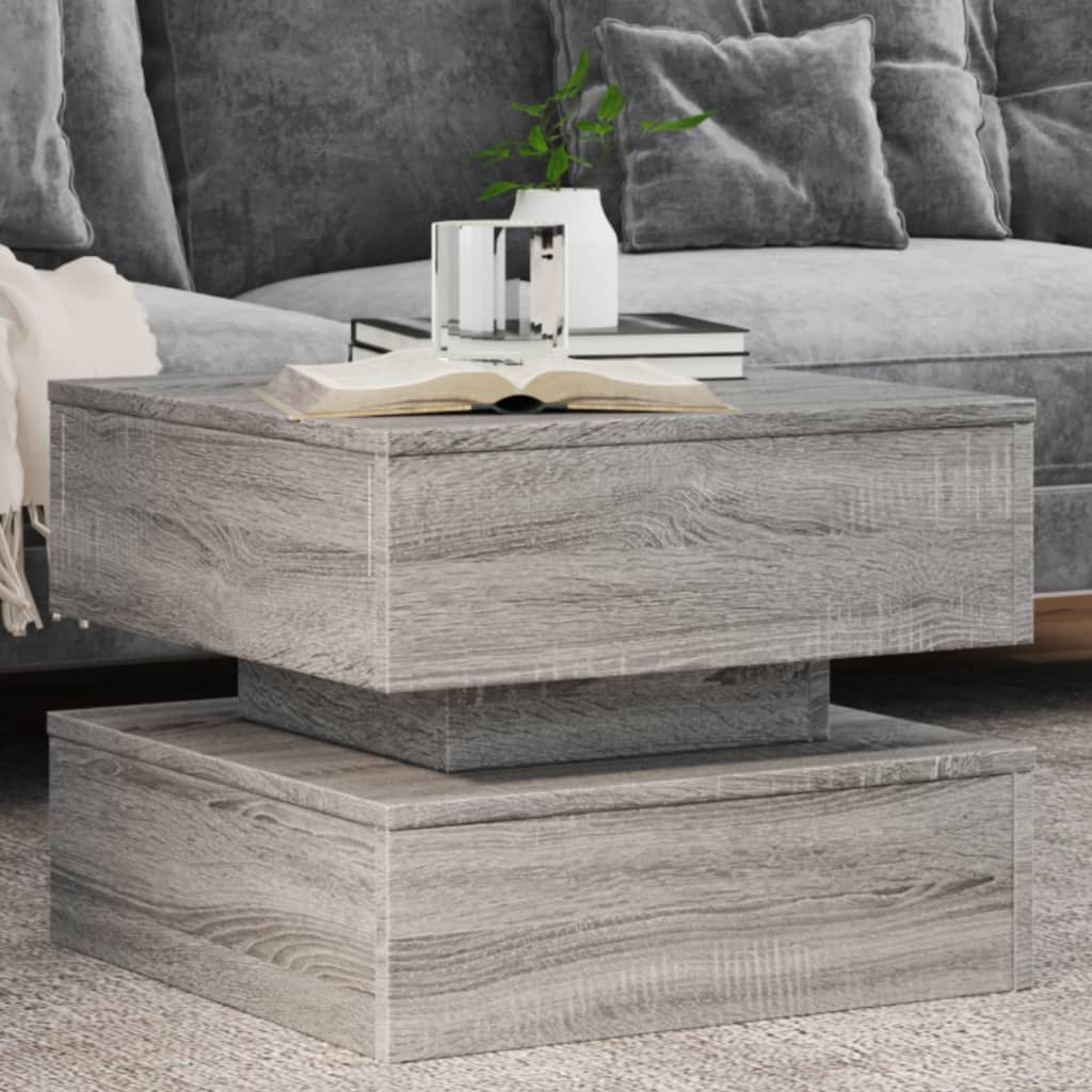 Mesa de centro HKH con luces led Sonoma Gris - Claro