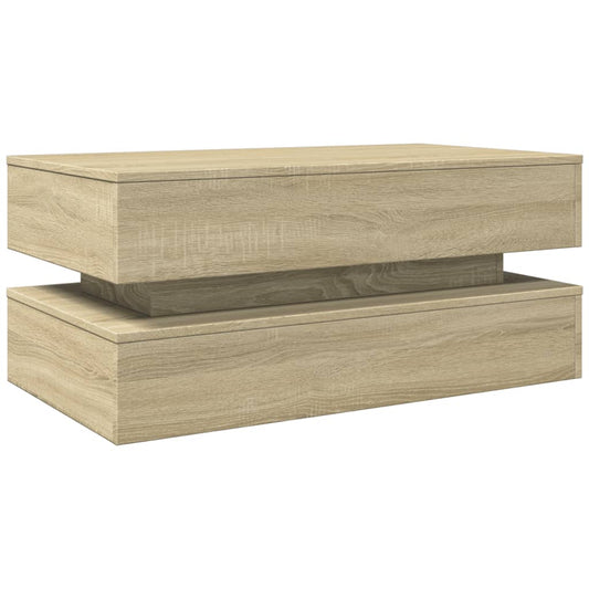 Mesa de centro HKH con luces LED, roble Sonoma