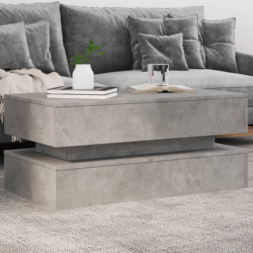 Mesa de centro HKH con luces LED, diseño cemento - Gris