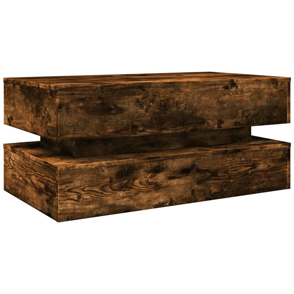 Mesa de centro HKH con luces LED, roble ahumado