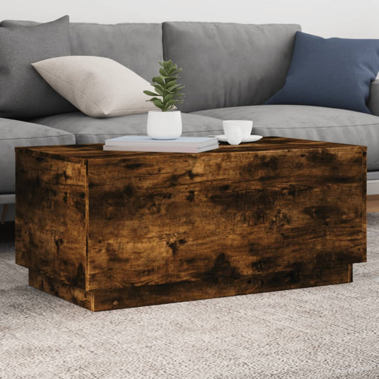 Mesa de centro HKH con luces LED, roble ahumado