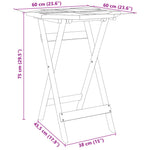 HKH Mesa de Jardín Plegable de Madera Maciza de Acacia - Marrón