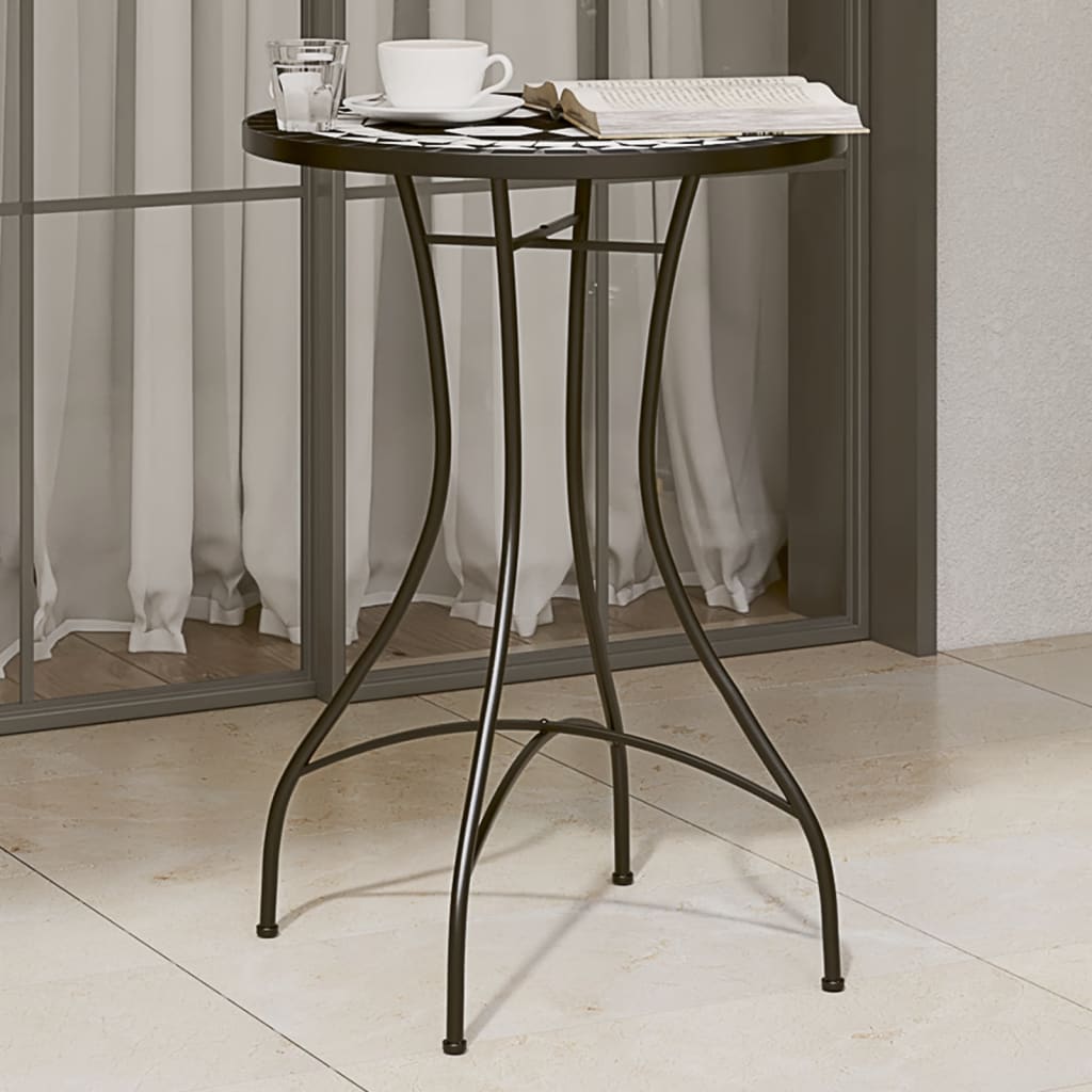 HKH Mesa de Bistrô em Mosaico Ã˜ Cerâmica e Branco - Preto