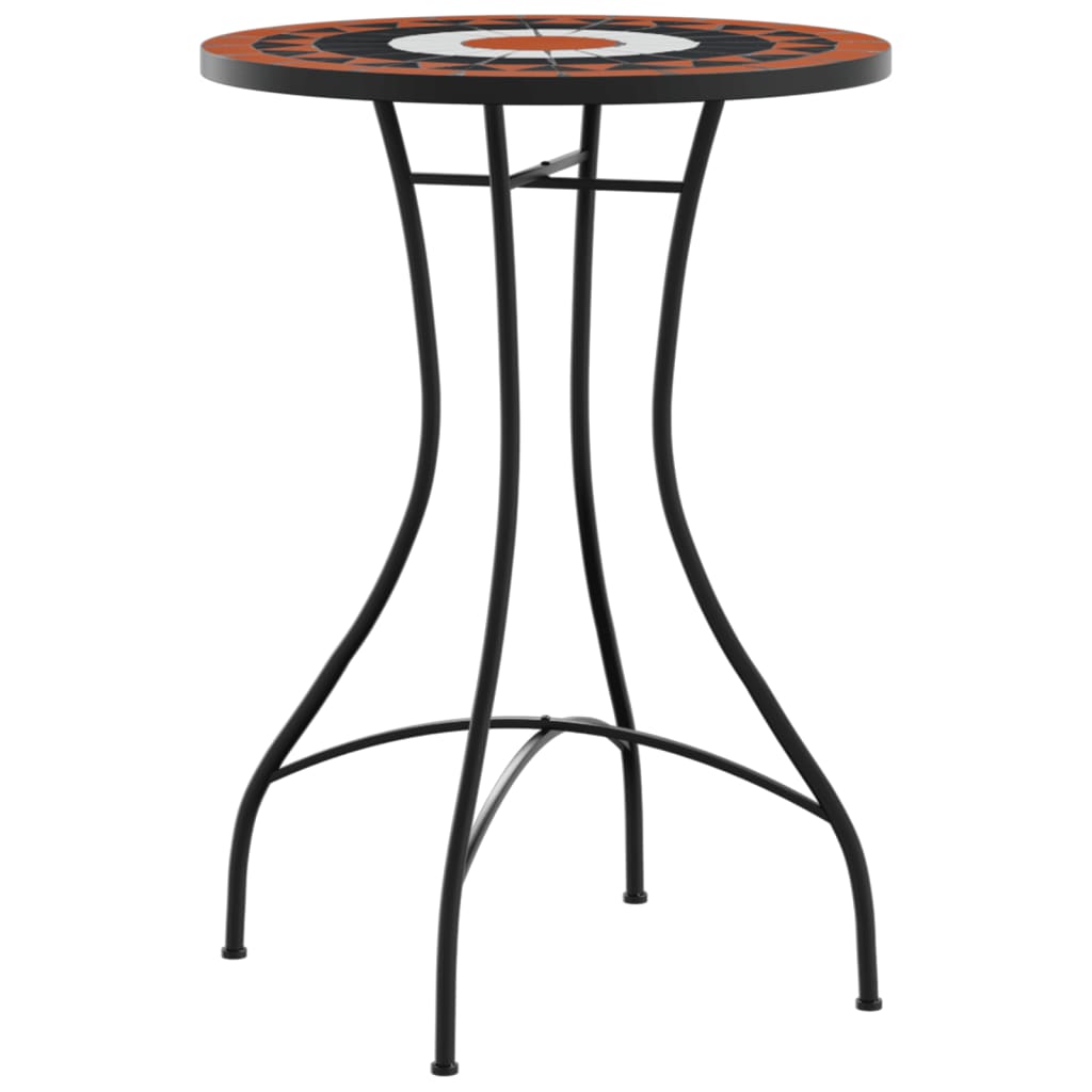 HKH Mesa de Bistrô em Mosaico Ã˜ Cerâmica Terracota e Branco - Laranja
