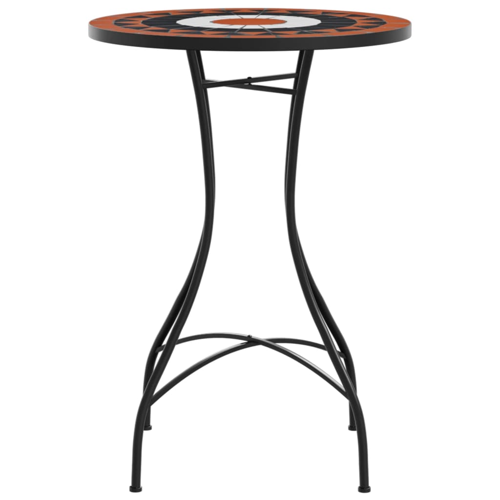 HKH Mesa de Bistrô em Mosaico Ã˜ Cerâmica Terracota e Branco - Laranja