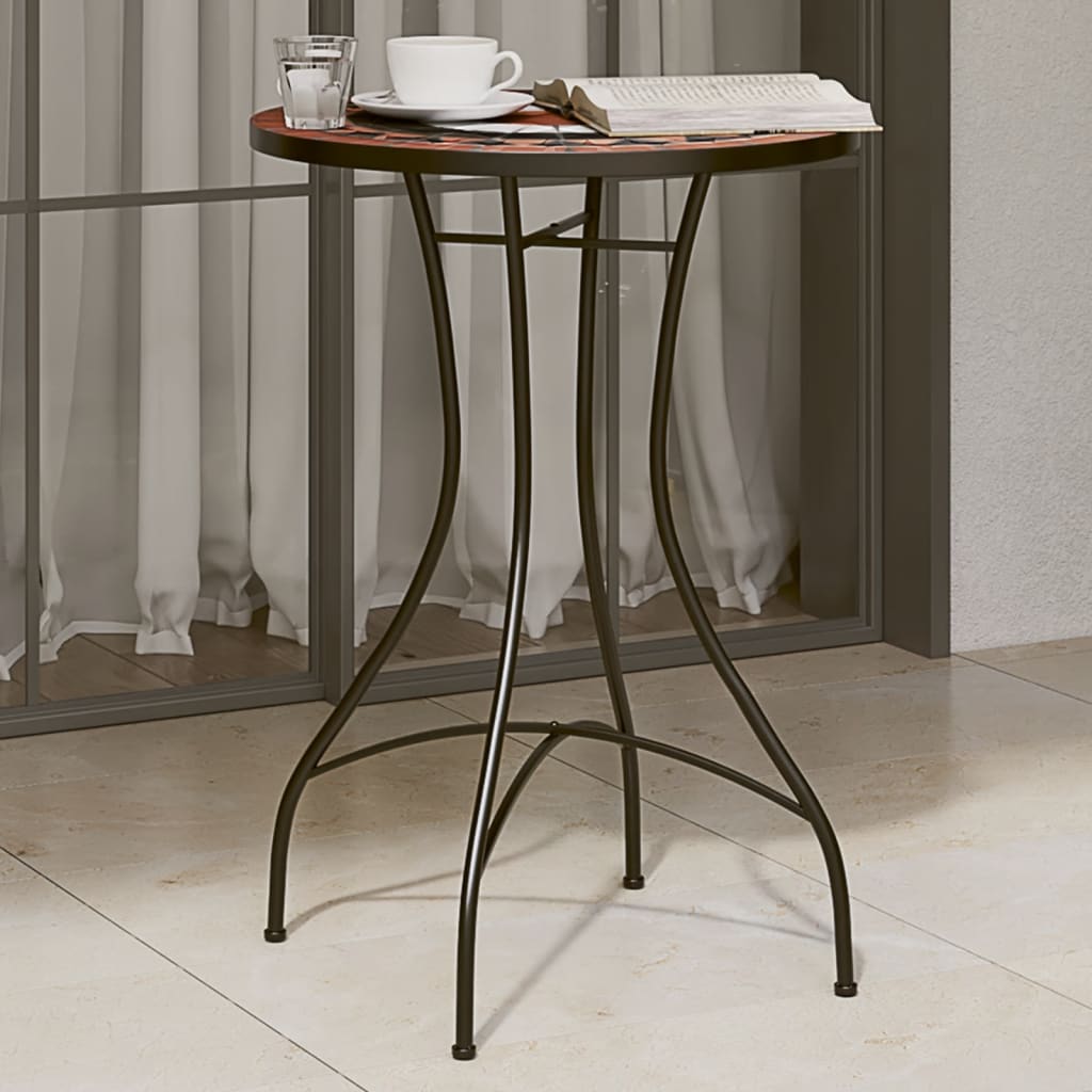 HKH Mesa de Bistrô em Mosaico Ã˜ Cerâmica Terracota e Branco - Laranja