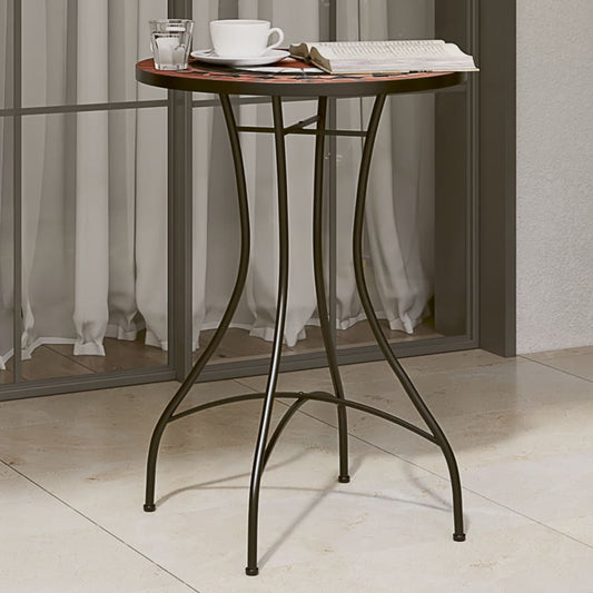 HKH Mesa de Bistrô em Mosaico Ã˜ Cerâmica Terracota e Branco - Laranja