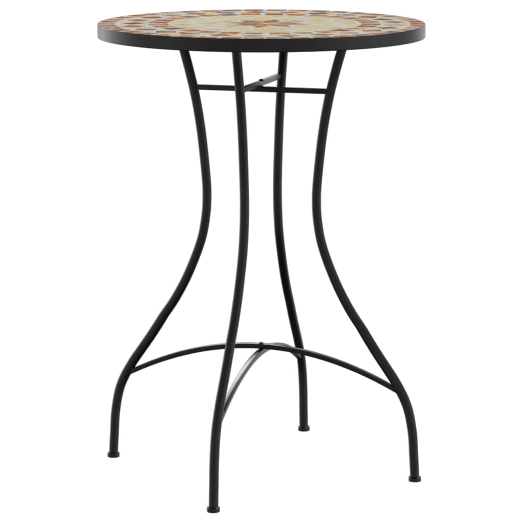 HKH Mesa de Bistrô em Mosaico Ã˜ Cerâmica Terracota e Branco - Laranja