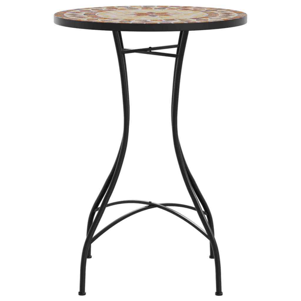 HKH Mesa de Bistrô em Mosaico Ã˜ Cerâmica Terracota e Branco - Laranja