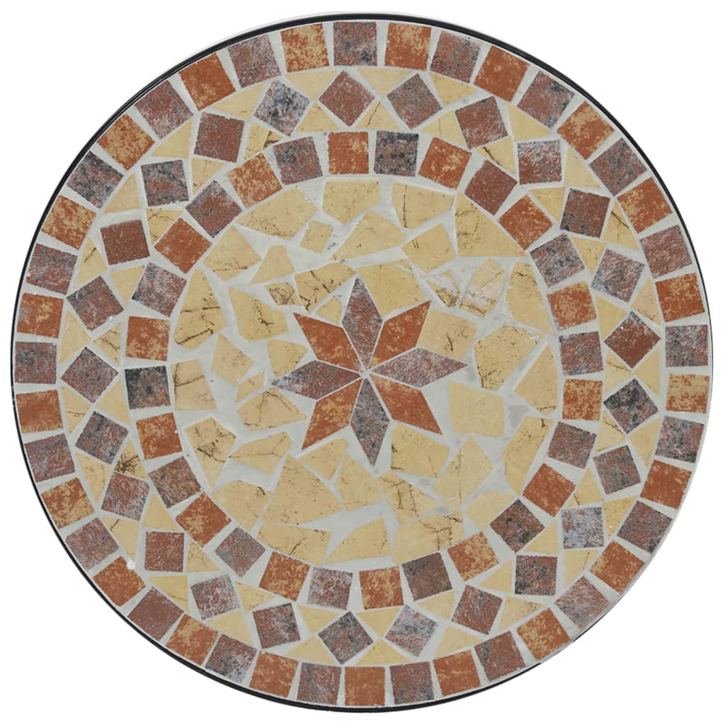 HKH Mesa de Bistrô em Mosaico Ã˜ Cerâmica Terracota e Branco - Laranja