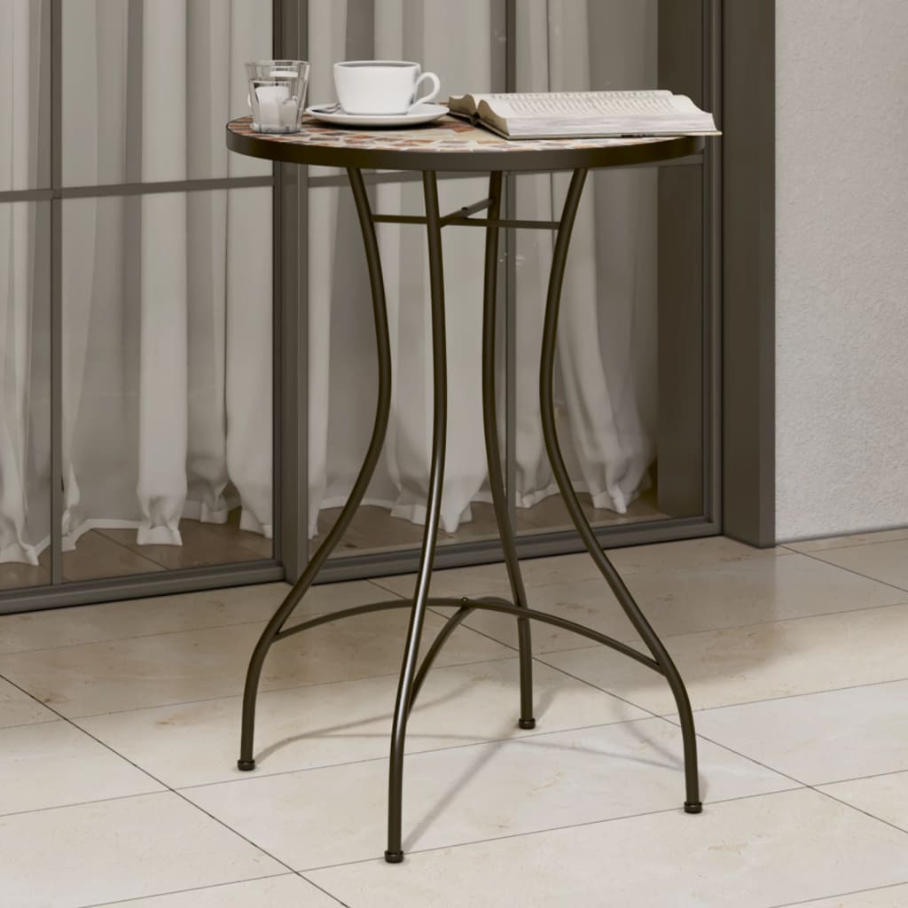 HKH Mesa de Bistrô em Mosaico Ã˜ Cerâmica Terracota e Branco - Laranja