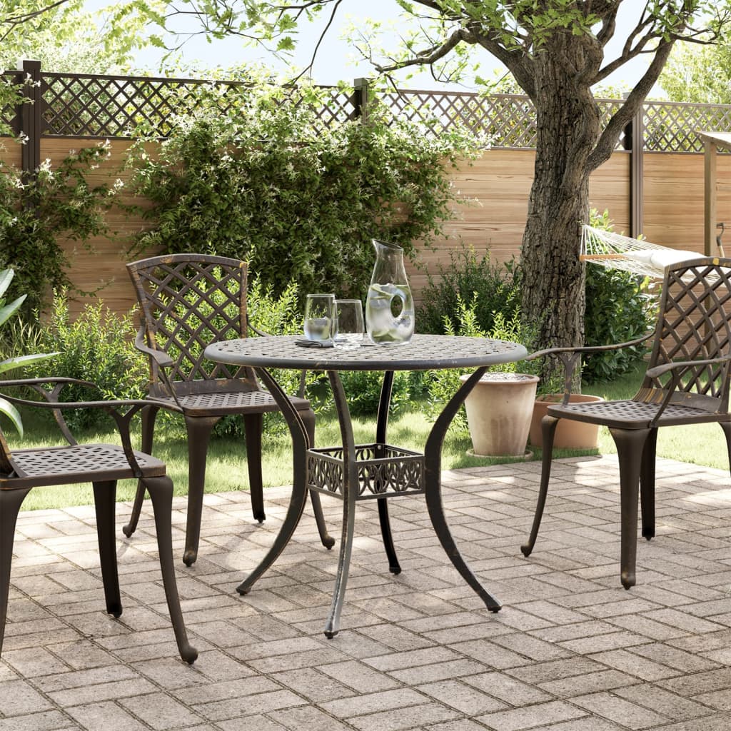 HKH Mesa de Jardim Ã˜90x75 Cm Alumínio Fundido Bronze - Marrom