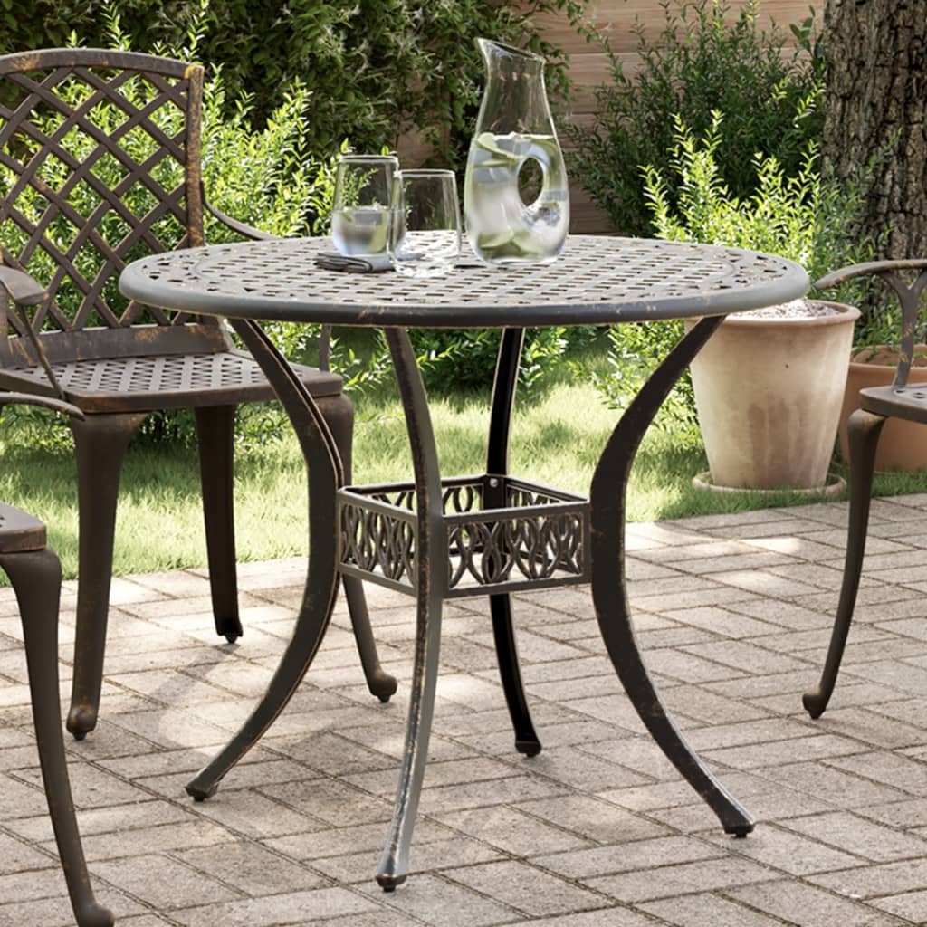 HKH Mesa de Jardim Ã˜90x75 Cm Alumínio Fundido Bronze - Marrom