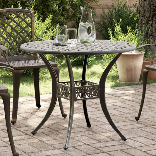 HKH Mesa de Jardim Ã˜90x75 Cm Alumínio Fundido Bronze - Marrom