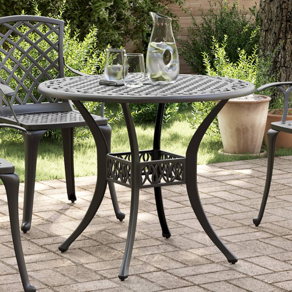 HKH Mesa de Jardim Ã˜90x75 Cm Alumínio Fundido - Preto
