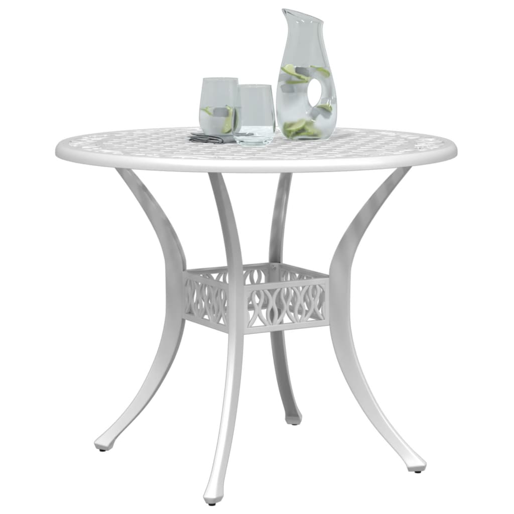 HKH Mesa de Jardim Ã˜90x75 Cm Alumínio Fundido - Branco