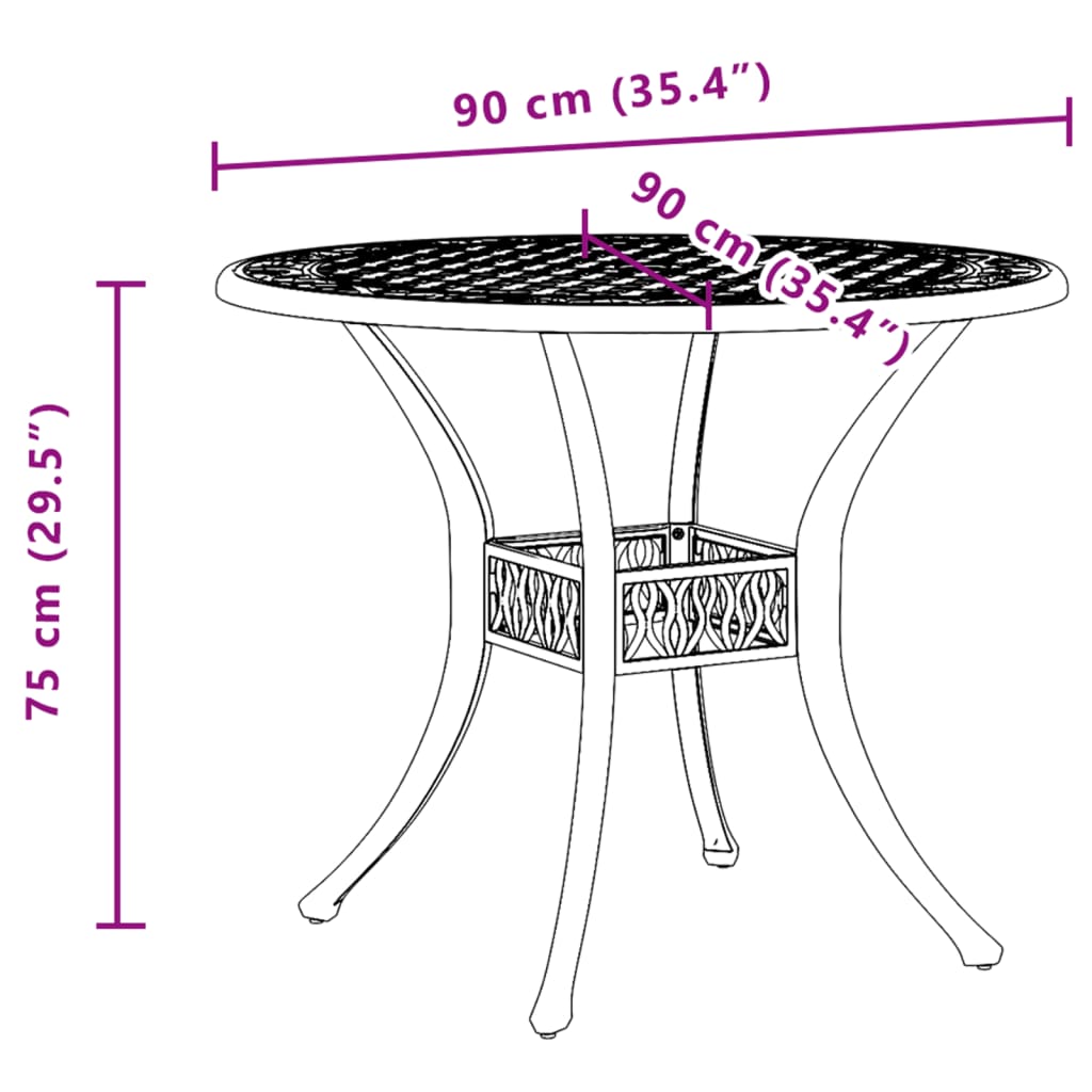 HKH Mesa de Jardim Ã˜90x75 Cm Alumínio Fundido - Branco
