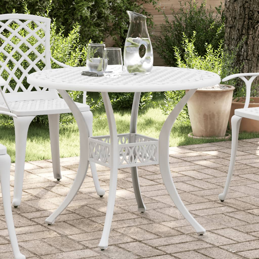 HKH Mesa de Jardim Ã˜90x75 Cm Alumínio Fundido - Branco