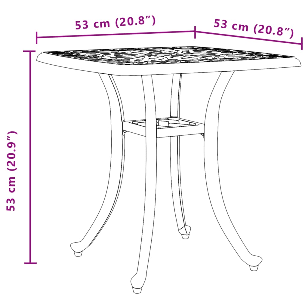 HKH Mesa de Jardim 53x53x53 Cm Alumínio Fundido - Verde