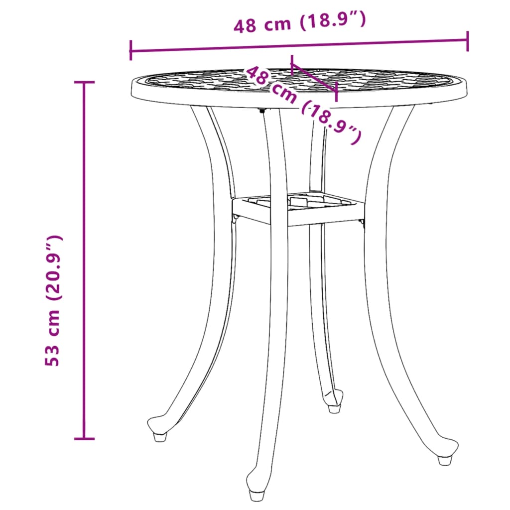 HKH Mesa de Jardim Ã˜48x53 Cm Alumínio Fundido - Branco