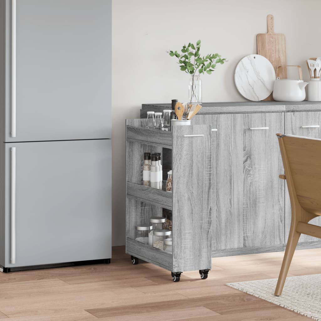 HKH Armario con Ruedas Sonoma - 60x22x79 cm - Gris