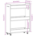 HKH Armário C/ Rodas Sonoma - 60x22x79 Cm - Cinzento
