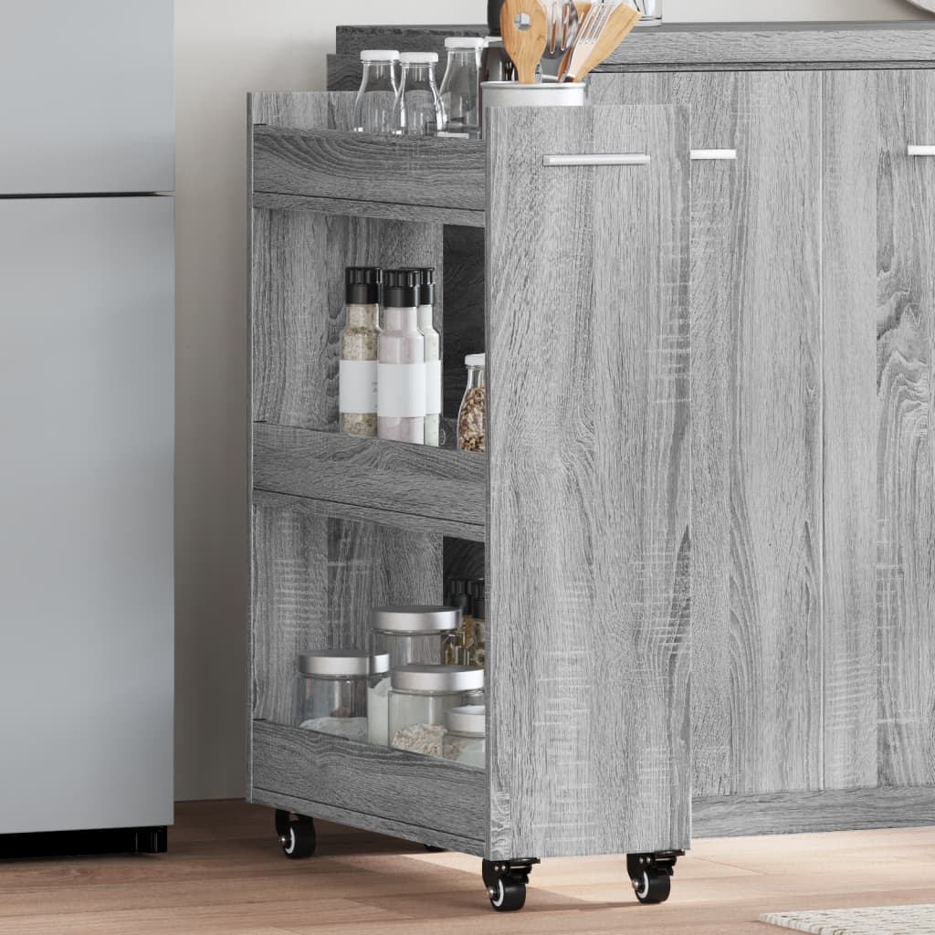 HKH Armario con Ruedas Sonoma - 60x22x79 cm - Gris