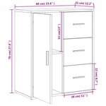 Aparador moderno HKH de madera DM, 60 x 31 x 70 cm - Roble Sonoma