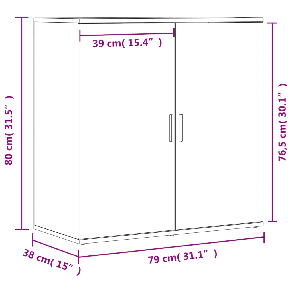 HKH Aparador Moderno em derivados de Madeira 79 X 38 X 80 Cm - Branco