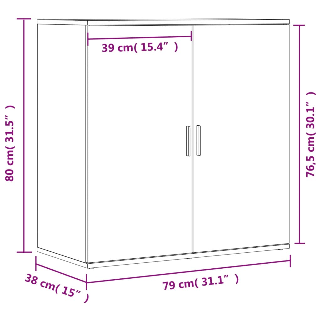 Aparador Moderno HKH en derivados de Madera 79 x 38 x 80 cm - Roble Sonoma