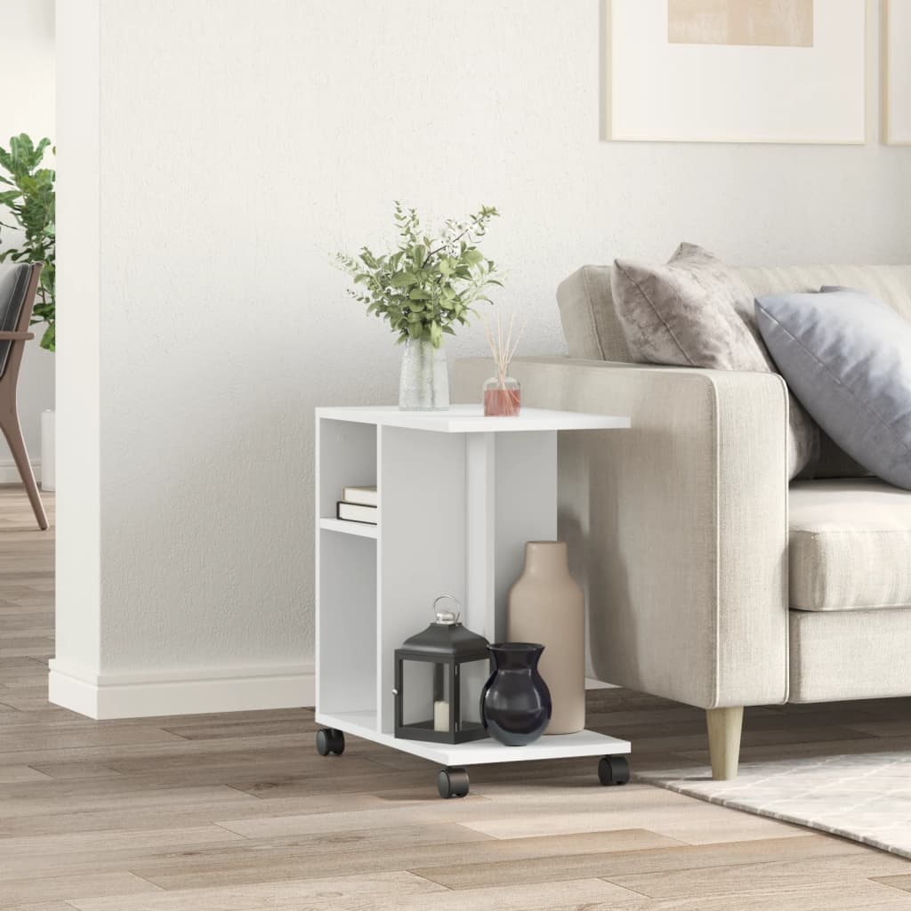 Mesa auxiliar HKH con ruedas de madera manufacturada - Blanco