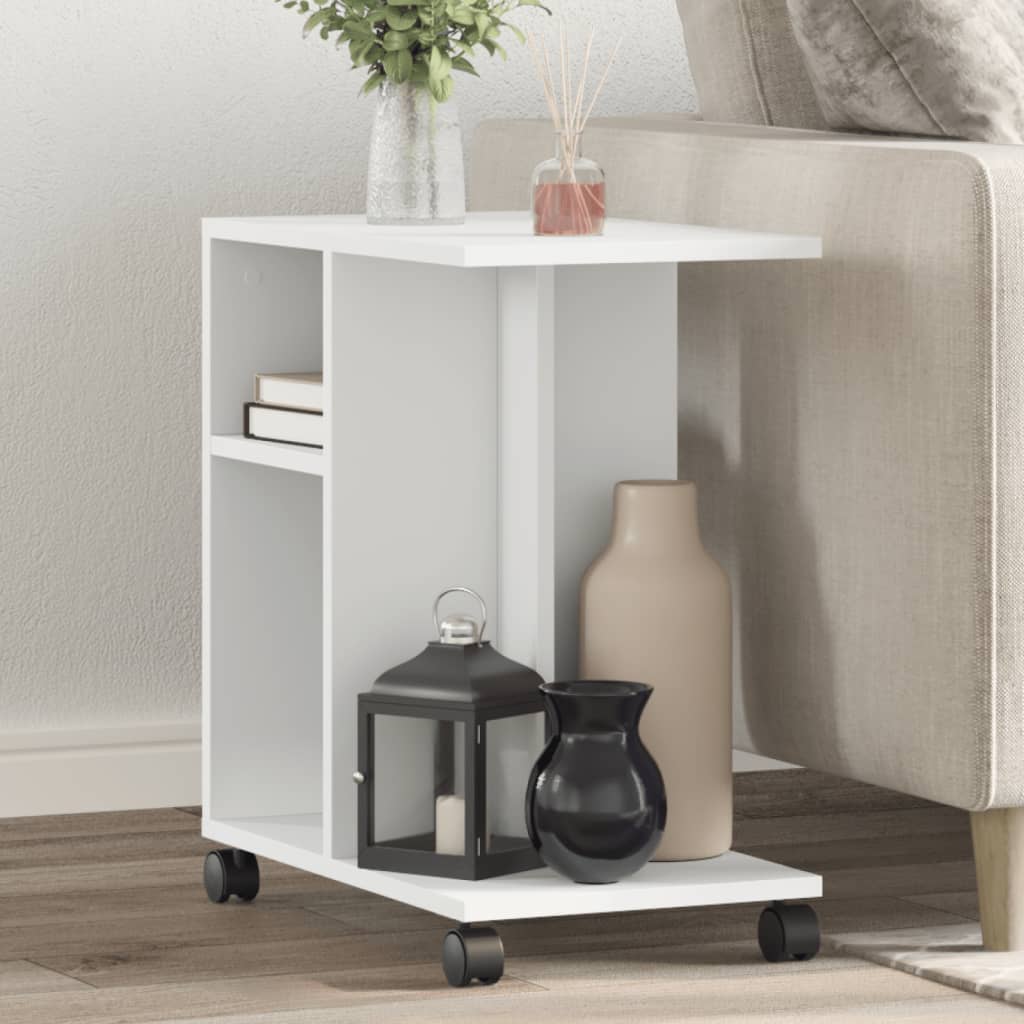 Mesa auxiliar HKH con ruedas de madera manufacturada - Blanco