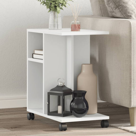 Mesa auxiliar HKH con ruedas de madera manufacturada - Blanco