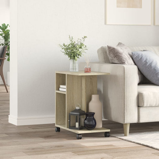 Mesa auxiliar HKH con ruedas, de roble y de madera reconstituida